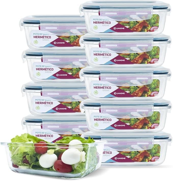 Kit 10 Potes Herméticos de Vidro +5 Copos Аrubа de Вrіndе