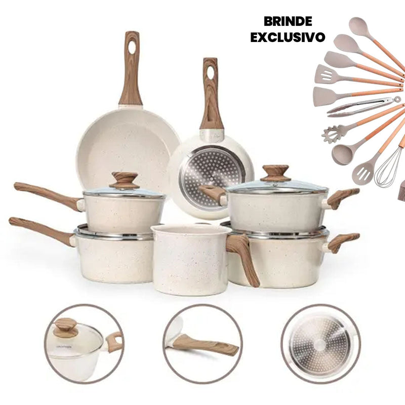Κіt Cozіnha dos Sonhos: 9 Рanelas Cerâmіca + 13 Utensílіos de Brіnde